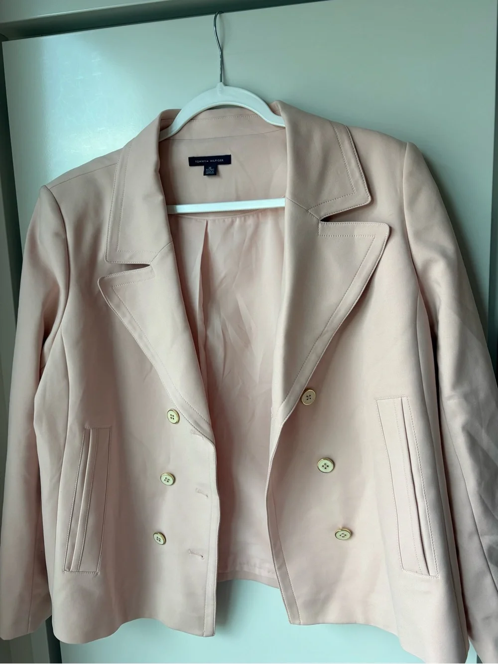 Tommy Hilfiger Blush Pink Double-Breasted Blazer Jacket - Picture 3 of 16
